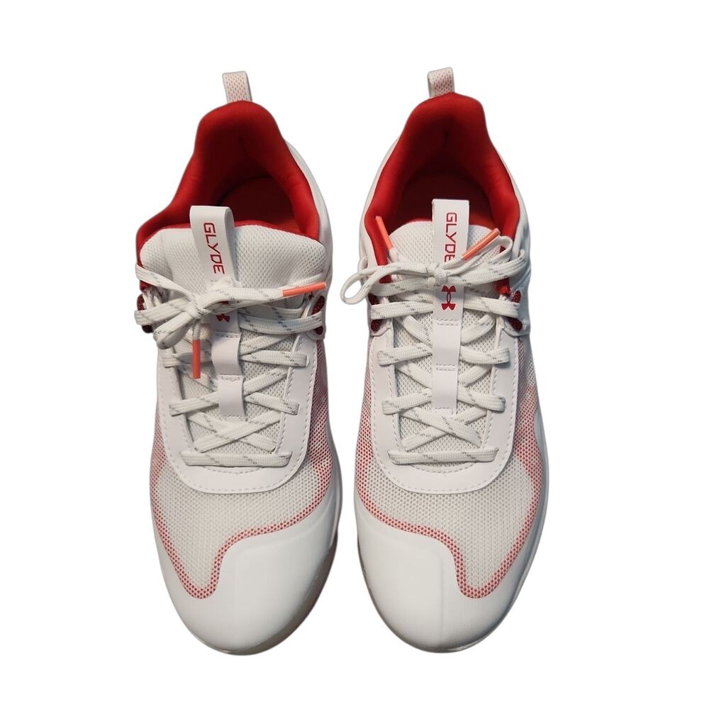 Under Armour Glyde TPU Low Baseball Cleats White Red Men’s Size 10 New